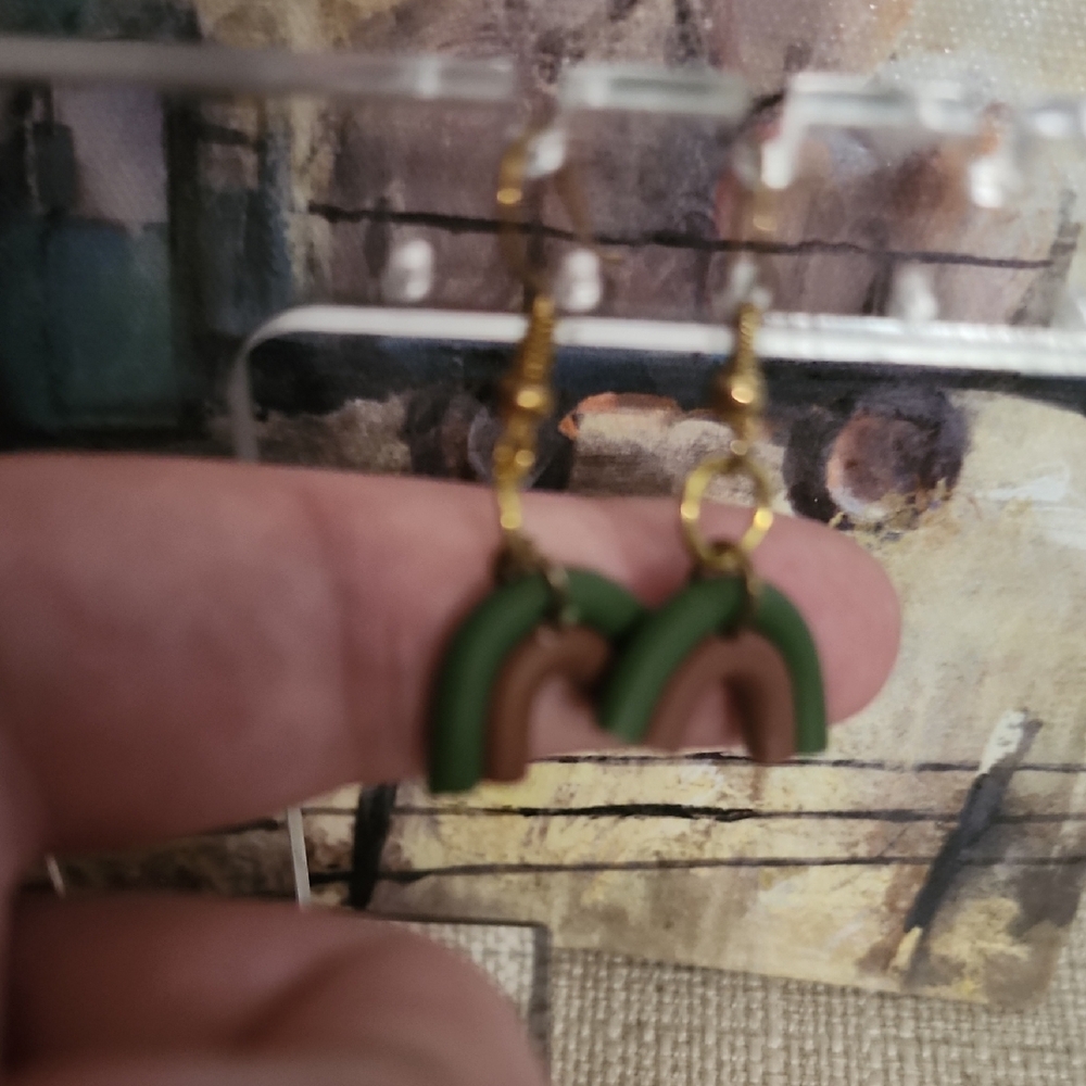 Green and Brown rainbow Earrings